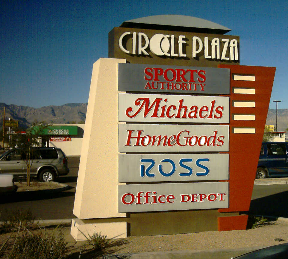 Circle Plaza Multi Tenant Sign Pylon Monument by Addisigns