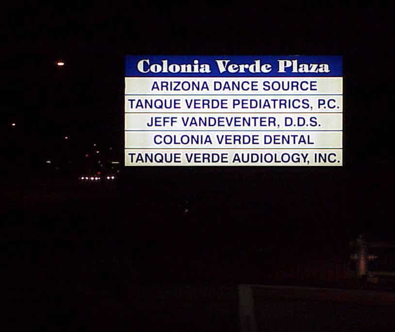 Colonia Verde Plaza Multi Tenant Sign at Night by Addisigns Tucson