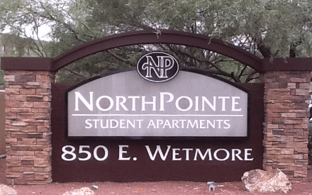 Northpointe Student Apartments Monument Sign Closeup by Addisigns Tucson