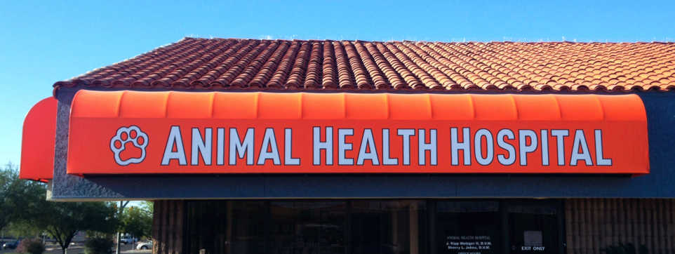 Awning Building Sign for Animal Hospital