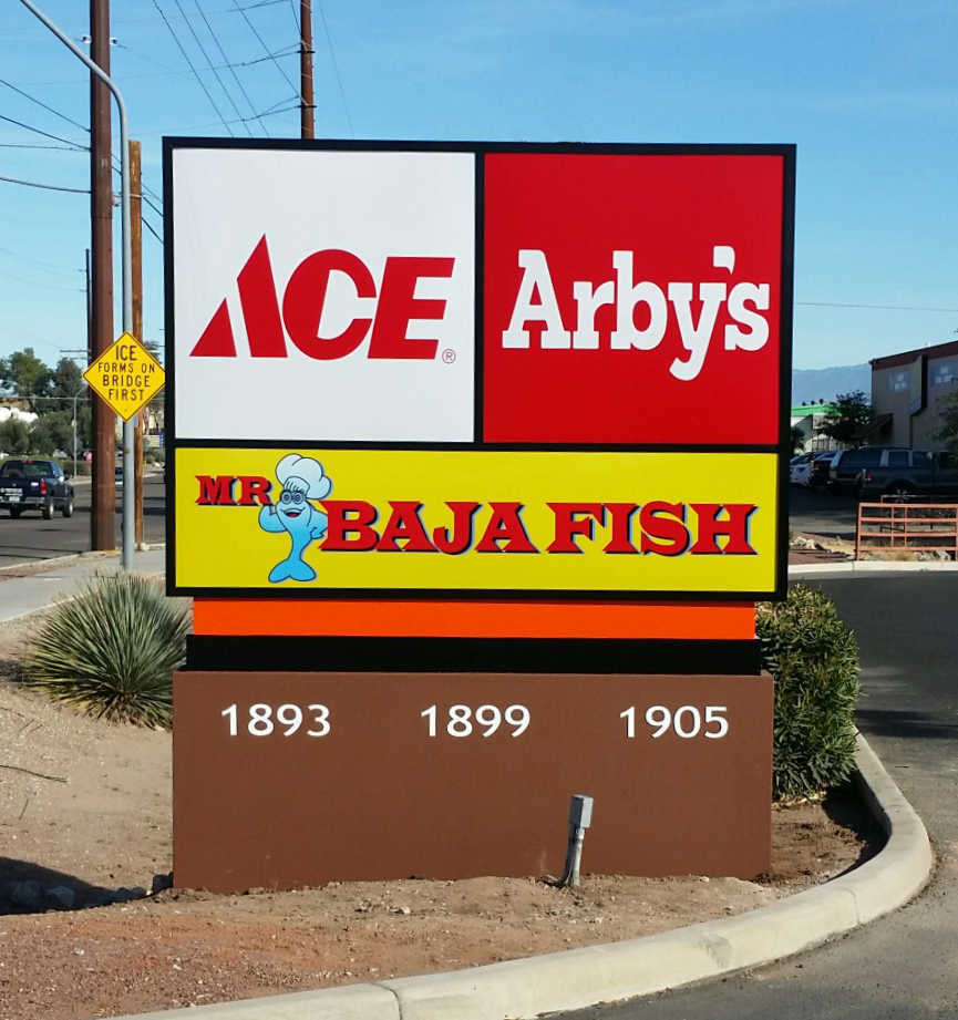 Ace Hardware, Arby's, Baja Fresh Multi Tenant Sign Pylon Monument by Addisigns